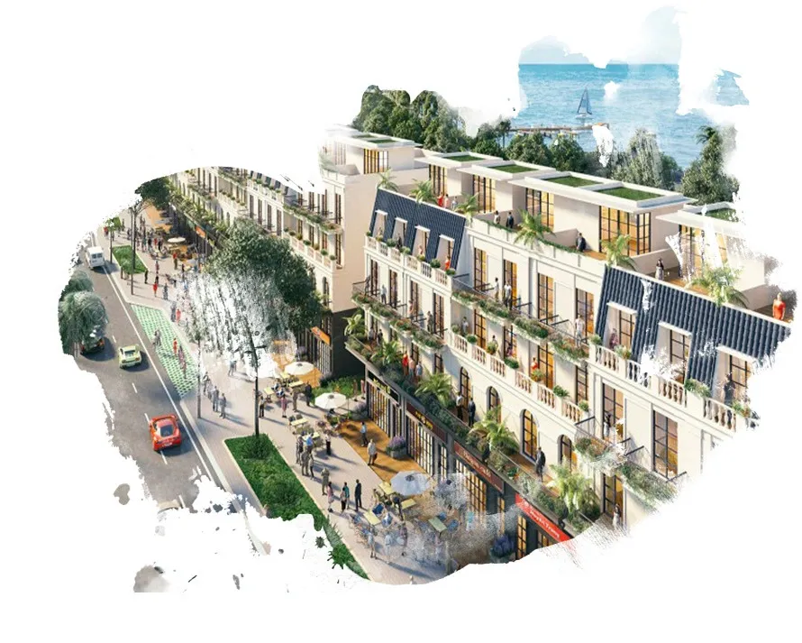 Phối cảnh shophouse thương mại Vinhomes Cổ Loa